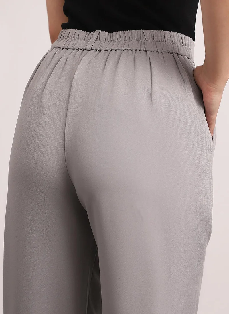 Urbano Fashion  Urbano Fashion Women's Grey Loose Baggy Fit Solid Korean Pants Stretchable for Women | Best Price UAE